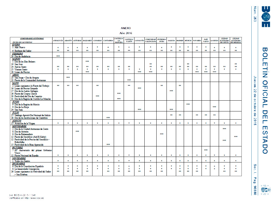 calendario laboral 2016