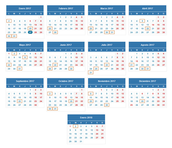 CALENDARIO CONTRIBUYENTE 2017